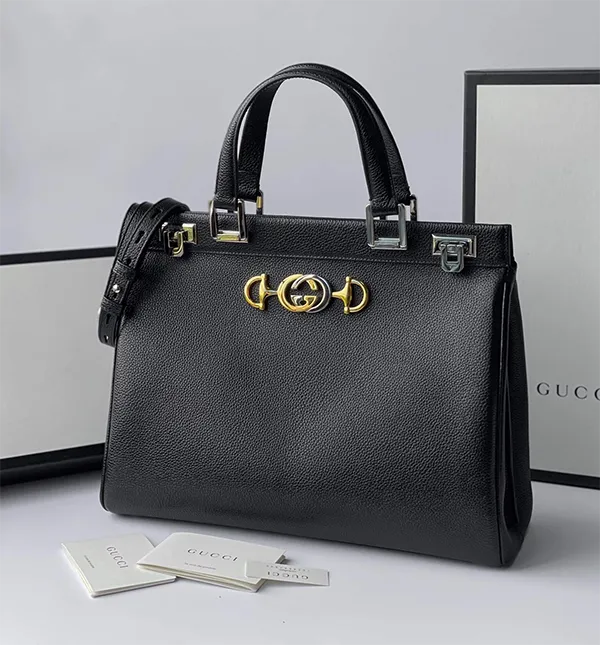 Túi Xách Gucci Zumi Grainy Leather Top Handle Bag Black 569712-1B90X-1000 Màu Đen