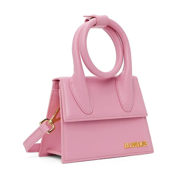 Túi Xách Jacquemus Le Chiquito Noued Pink Leather Top Handle Bag, Size 18, Màu Hồng