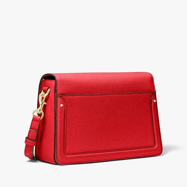 Túi Đeo Chéo Michael Kors MK Jessie Medium Pebbled Leather Shoulder Bag Màu Đỏ