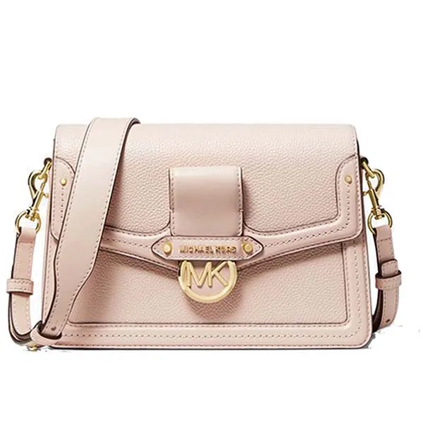 Túi Đeo Chéo Michael Kors MK Jessie Medium Pebbled Leather Shoulder Bag Màu Hồng Nhạt