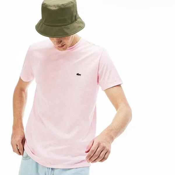 Áo Phông Lacoste Men's Crew Neck Pima Cotton Jersey T-Shirt Màu Hồng Nhạt