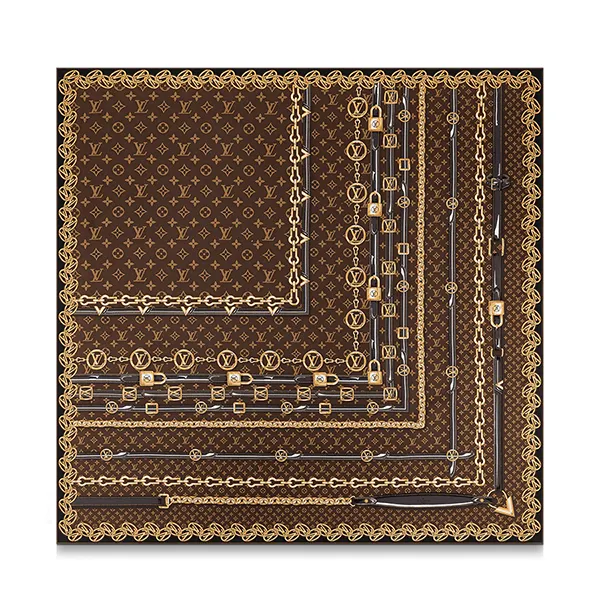 Khăn Nữ Louis Vuitton LV Monogram Forever Square M77330 Màu Nâu