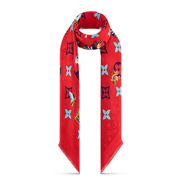 Khăn Nữ Louis Vuitton LV Precious Tiger Shawl M77365 Màu Đỏ