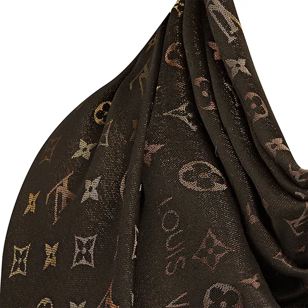 Khăn Louis Vuitton LV So Shine Monogram Shawl M71548 Màu Nâu Đen