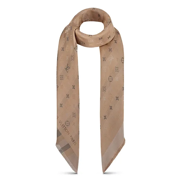 Khăn Louis Vuitton LV So Shine Monogram Shawl M76337 Màu Nâu Be