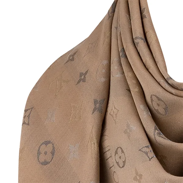 Khăn Louis Vuitton LV So Shine Monogram Shawl M76337 Màu Nâu Be