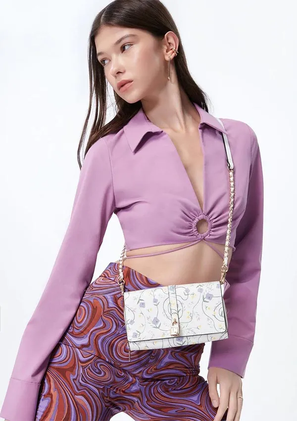 Túi Đeo Chéo Lyn Frossy Wallets On Chain LL22CWF002 Màu Trắng