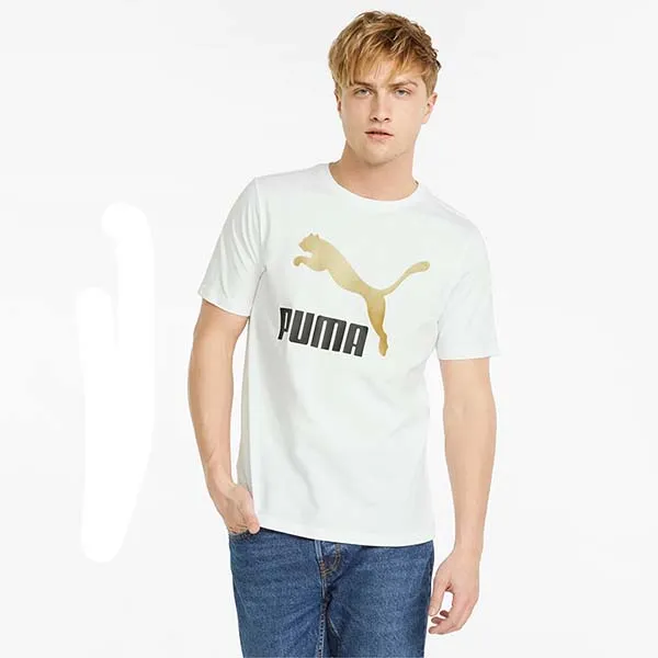 Áo Thun Puma Classics Logo Metallic Men's Tee 534711_02 Màu Trắng