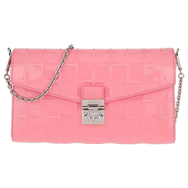 Túi Đeo Chéo MCM Diamond Patent Millie Crossbody Bag Medium Salmon Rose Màu Hồng