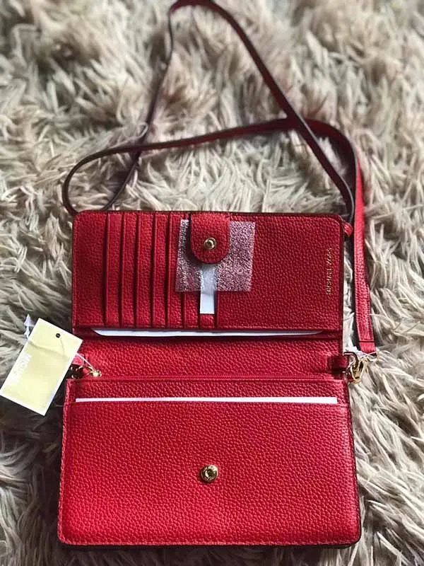 Túi Đeo Chéo Michael Kors MK Pebbled Leather Convertible Crossbody Bag Bright Red Màu Đỏ