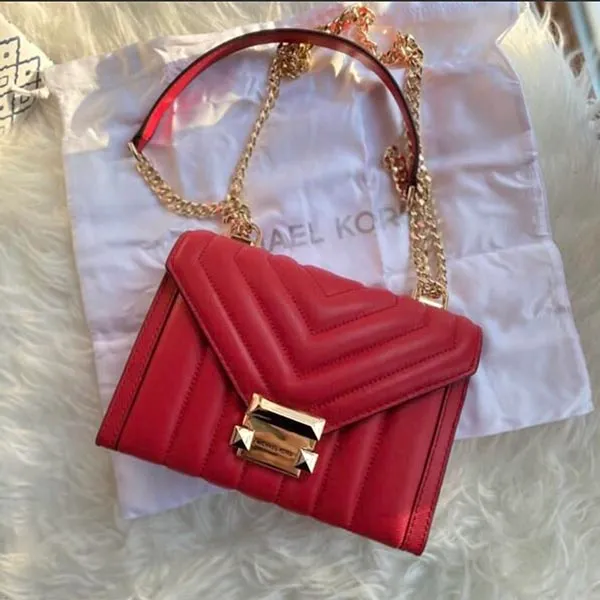 Túi Đeo Chéo Michael Kors MK Whitney Quilted Leather Convertible Shoulder Bag Red Màu Đỏ