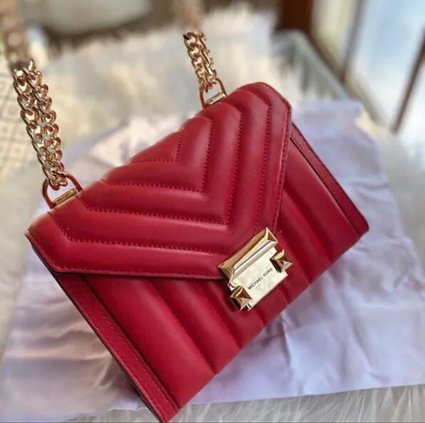 Túi Đeo Chéo Michael Kors MK Whitney Quilted Leather Convertible Shoulder Bag Red Màu Đỏ