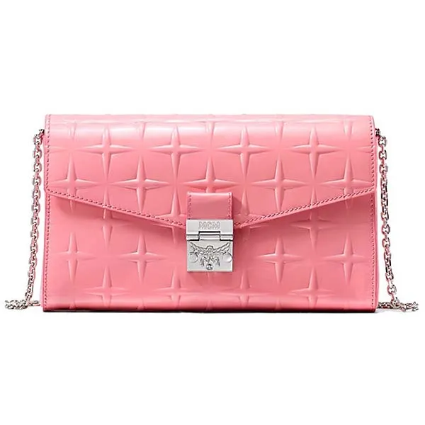 Túi Đeo Chéo MCM Diamond Patent Millie Crossbody Bag Medium Salmon Rose Màu Hồng - 1