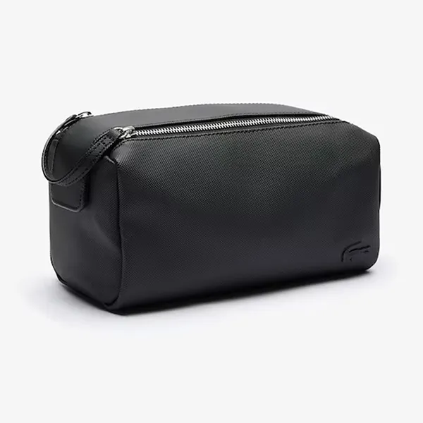 Túi Lacoste Unisex Classic Double Zip Petit Piqué Toiletry Kit Màu Đen
