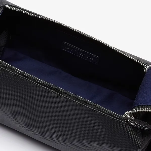 Túi Lacoste Unisex Classic Double Zip Petit Piqué Toiletry Kit Màu Đen