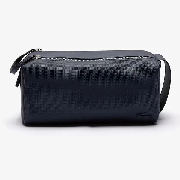 Túi Lacoste Unisex Classic Double Zip Petit Piqué Toiletry Kit Màu Xanh Navy