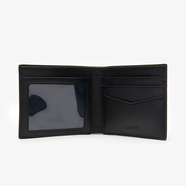 Ví Lacoste Men's Chantaco NH2824CE Piqué Leather 3 Card Wallet Màu Đen