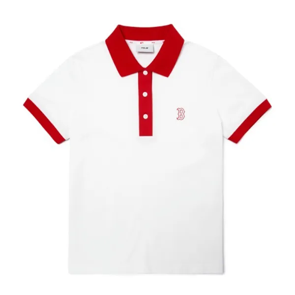 Áo Tshirt Polo MLB Basic Slim Fit Collar LA Dodgers 3FPQ03023-07BLD Màu Trắng Viền Đỏ Size M