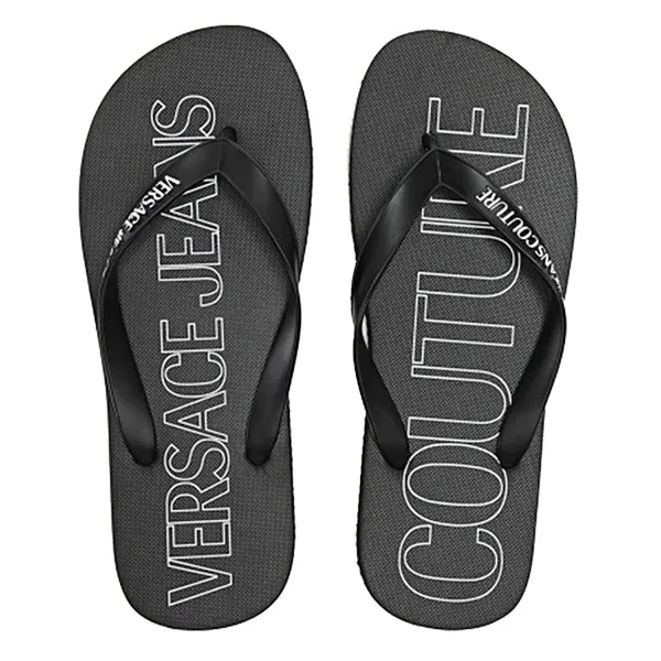 Dép Xỏ Ngón Versace Jeans Couture Rubber Slides 72YA3SQ7 ZS193 899 Màu Đen Size 42