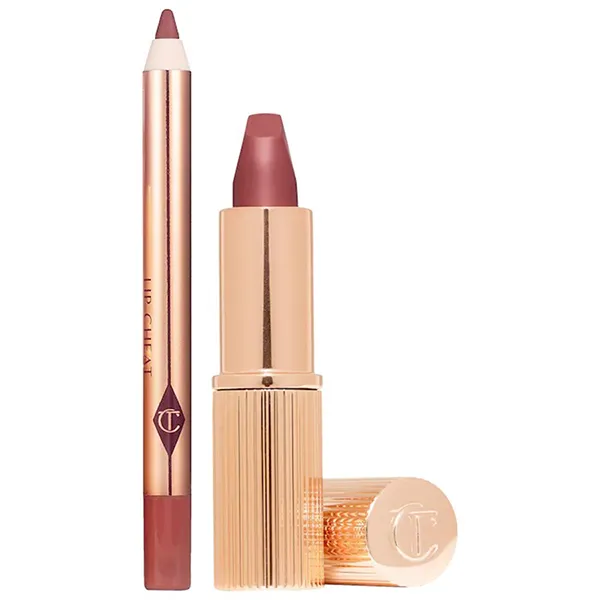 Set Son + Chì Kẻ Viền Môi Charlotte Tilbury Mini Pillow Talk Lipstick & Liner Pillow Talk Medium - Warm Berry Pink - Son Môi - Vua Hàng Hiệu