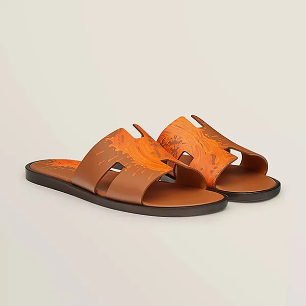 Dép Hermès Izmir Sandals Màu Nâu Cam
