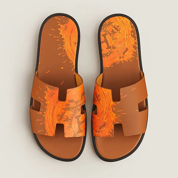 Dép Hermès Izmir Sandals Màu Nâu Cam
