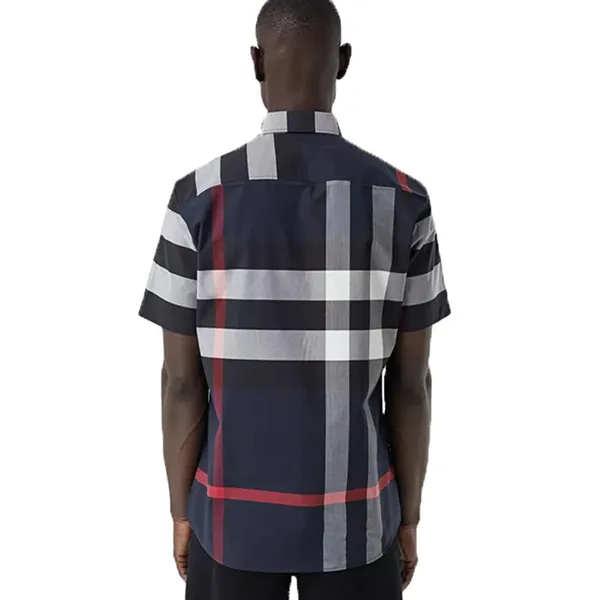 Áo Sơ Mi Burberry Shirt Check Stretch Cotton 8020855 Màu Xanh Navy Size S