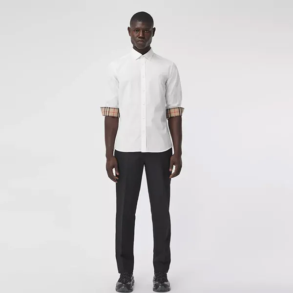 Áo Sơ Mi Burberry Slim Fit Monogram Motif Stretch Cotton Poplin Shirt Màu Trắng Size S - 3