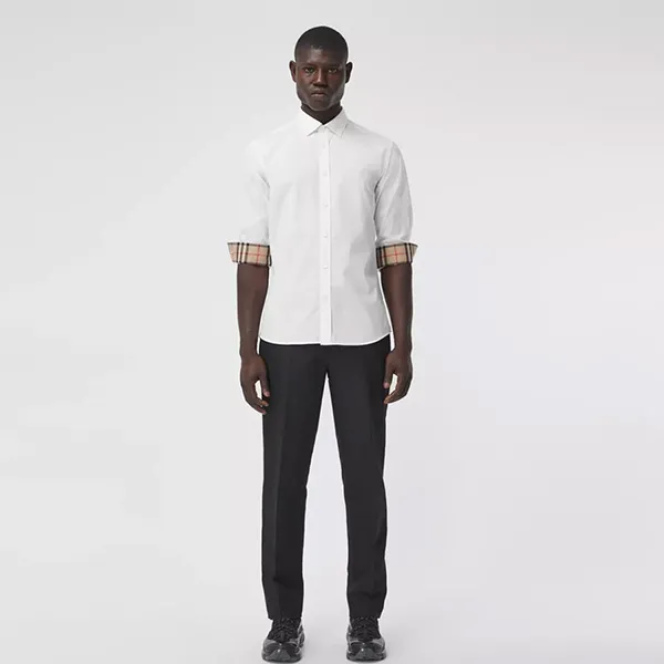 Áo Sơ Mi Burberry Slim Fit Monogram Motif Stretch Cotton Poplin Shirt Màu Trắng Size S