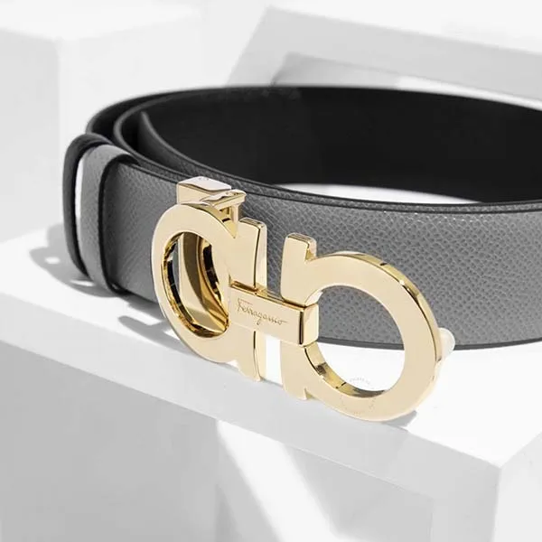 Thắt Lưng Nam Salvatore Ferragamo Gancini Reversible Belt 35mm Màu Xám - Thắt lưng - Vua Hàng Hiệu