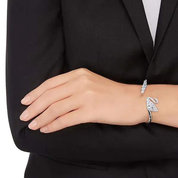 Vòng Đeo Tay Swarovski Swan Lake Banglewhite, Rhodium Plated Màu Bạc Size S