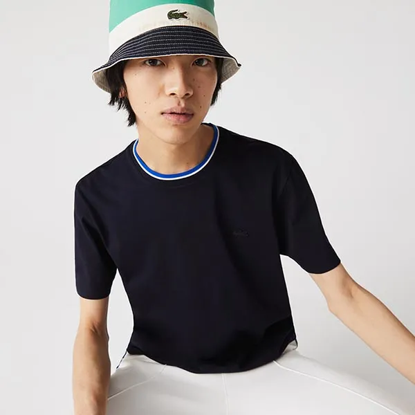 Áo Phông Lacoste Men’s Bicolor Crew Neck Cotton T-shirt Màu Xanh Navy Size XS