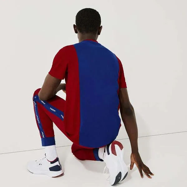 Áo Phông Lacoste Men's Sport Breathable Resistant Bicolor T-Shirt Màu Xanh Phối Đỏ