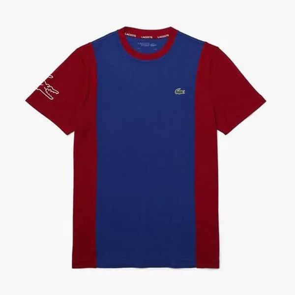 Áo Phông Lacoste Men's Sport Breathable Resistant Bicolor T-Shirt Màu Xanh Phối Đỏ