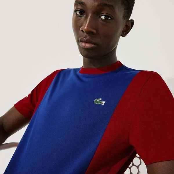 Áo Phông Lacoste Men's Sport Breathable Resistant Bicolor T-Shirt Màu Xanh Phối Đỏ