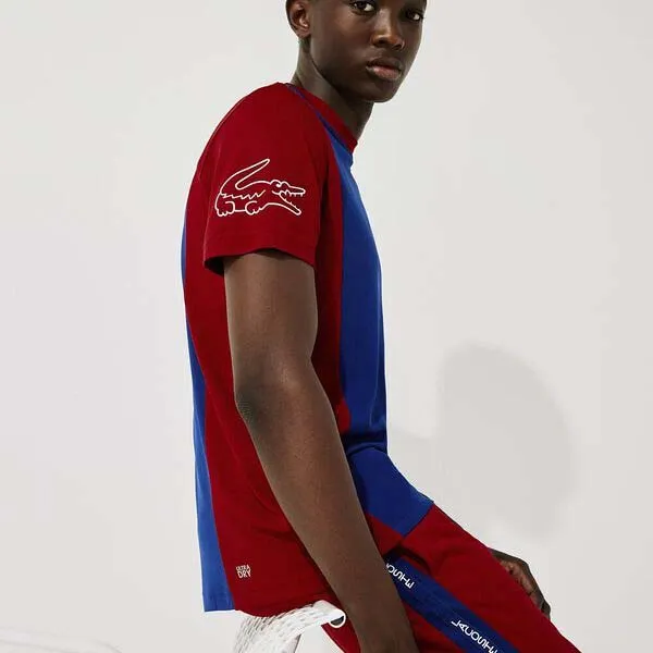 Áo Phông Lacoste Men's Sport Breathable Resistant Bicolor T-Shirt Màu Xanh Phối Đỏ