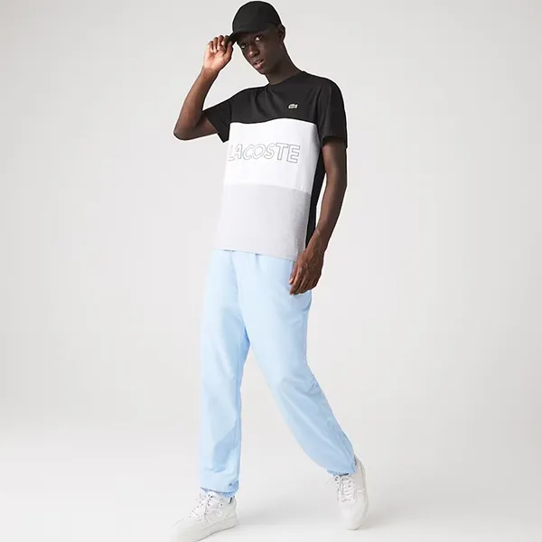 Áo Phông Lacoste Nam Cổ Tròn Chữ 3D Phối Màu Cotton Mới Nhất - Phong Cách Thời Trang Đẳng Cấp Mỹ, Đen/Trắng/Xám, Size S