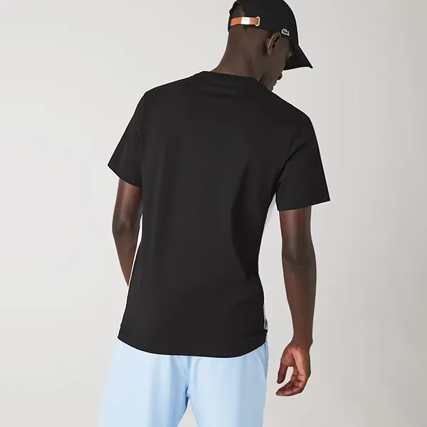 Áo Phông Lacoste Nam Cổ Tròn Chữ 3D Phối Màu Cotton Mới Nhất - Phong Cách Thời Trang Đẳng Cấp Mỹ, Đen/Trắng/Xám, Size S