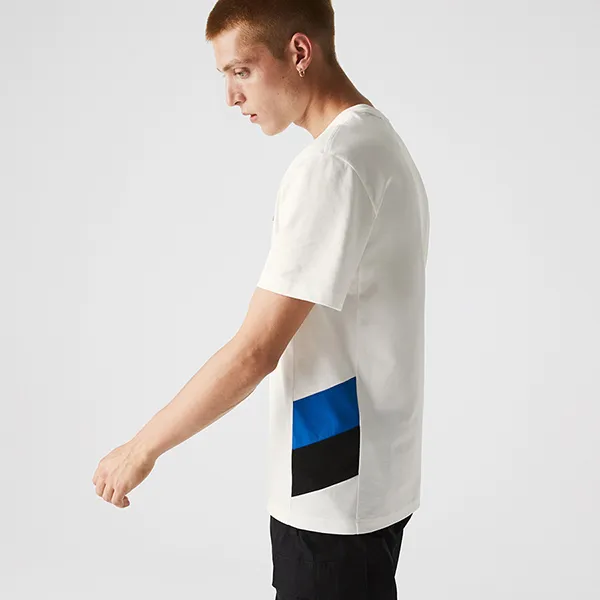 Áo Phông Men’s Crew Neck Colorblock Panels Cotton T-Shirt Màu Trắng Size S