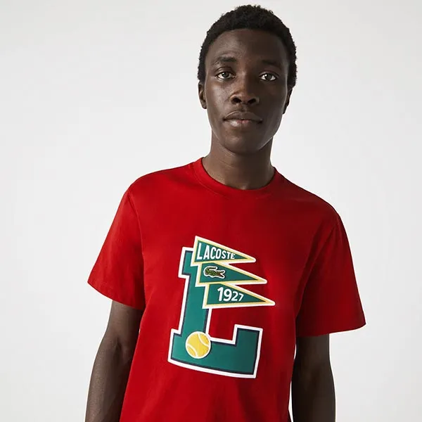 Áo Thun Lacoste Men’s Crew Neck Pennants L Badge Cotton T-Shirt Màu Đỏ Size M