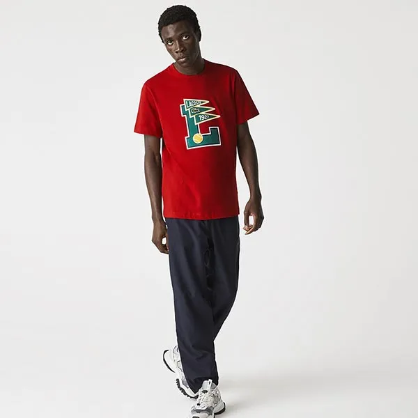 Áo Thun Lacoste Men’s Crew Neck Pennants L Badge Cotton T-Shirt Màu Đỏ Size M