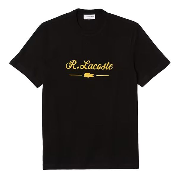 Áo Phông Lacoste Men’s Crew Neck Signature Embroidery Cotton T-Shirt Màu Đen Size S - 1
