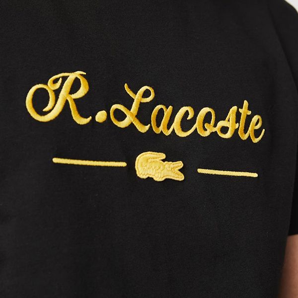 Áo Phông Lacoste Men’s Crew Neck Signature Embroidery Cotton T-Shirt Màu Đen Size S - 4