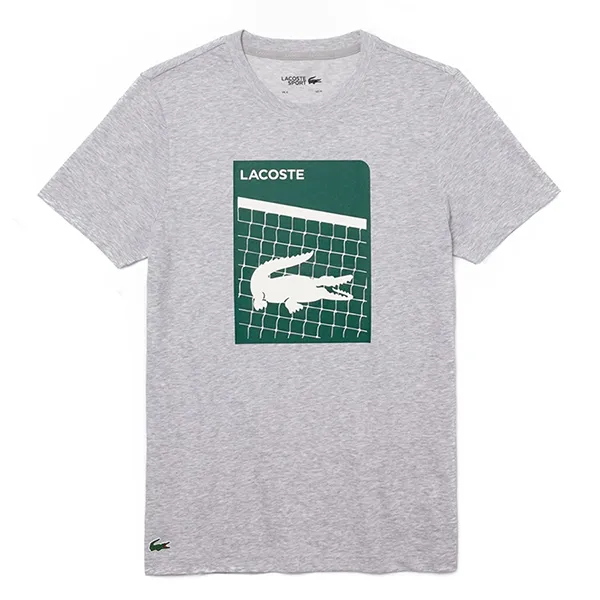 Áo Phông Nam Lacoste Sport Short Sleeve Croc on Court Graphic Jersey Technical T-Shirt Màu Xám Size M