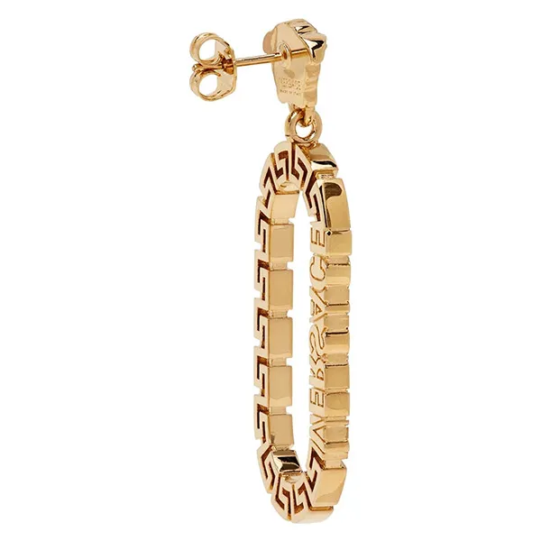 Khuyên Tai Versace Greca Motif & Logo Pendant Earrings Màu Vàng