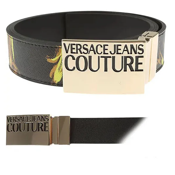 Thắt Lưng Versace Regalia Baroque Print Belt Màu Đen Họa Tiết Vàng