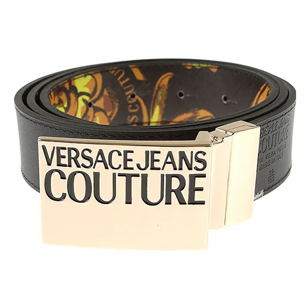 Thắt Lưng Versace Regalia Baroque Print Belt Màu Đen Họa Tiết Vàng
