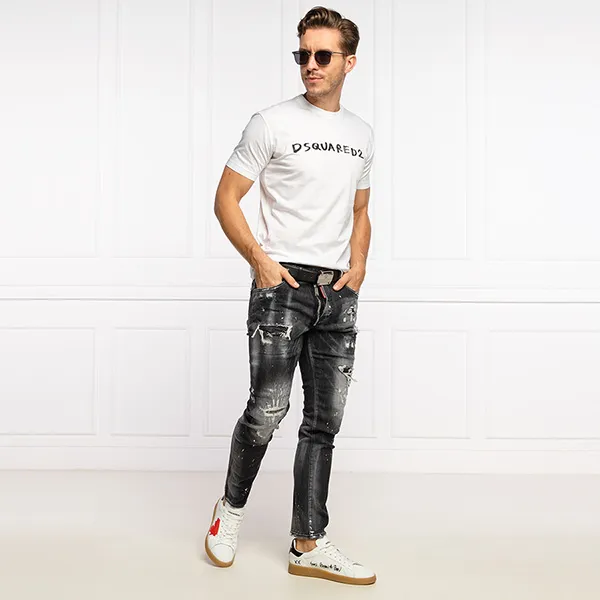 Áo Phông Dsquared2 Printed T-shirt In White S71GD1066 Màu Trắng