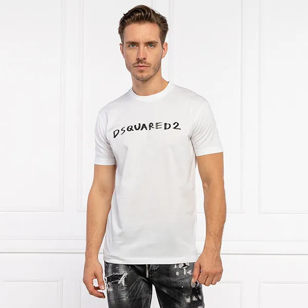 Áo Phông Dsquared2 Printed T-shirt In White S71GD1066 Màu Trắng