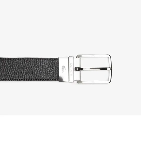 Thắt Lưng Men's Lacoste Engraved Buckle Grained Leather Belt Màu Đen Size 100
